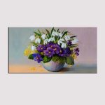 Big Panoramic A Bunch Of Flowers In A Vase Canvas Painting