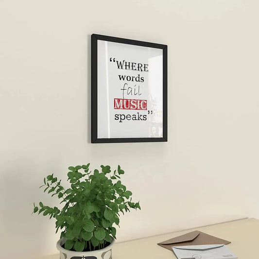 ‘Music’ Quote Framed /Break Resistant Clear Acrylic Glass/Black Colour /23cm (W) x 28cm (H)