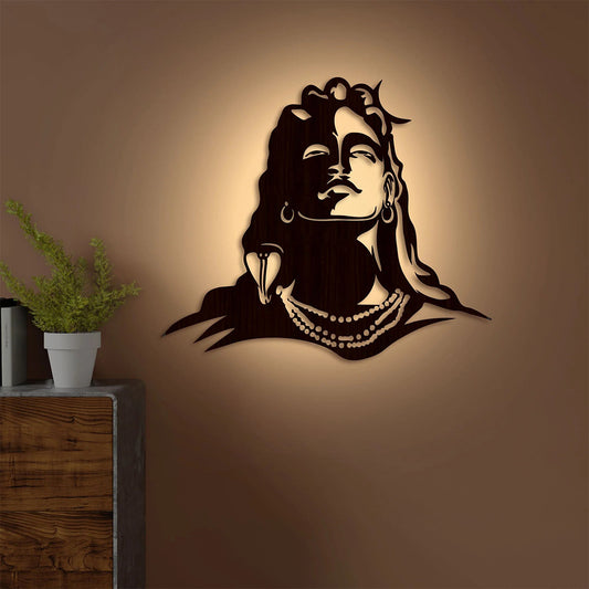 Adhiyoga Shiva LED Metallic Wall Art Decor for Living Area